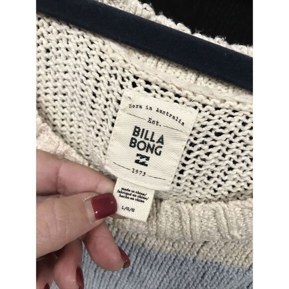 Billabong Sweater Women L Multi Striped Knit Long Sleeve Round Neck Pullover - Picture 5 of 12